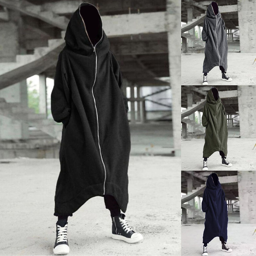 Thumbnail: Men's Zipper Long Hooded Winter Warm Male Hip Hop Jacket Plus Size 5xl