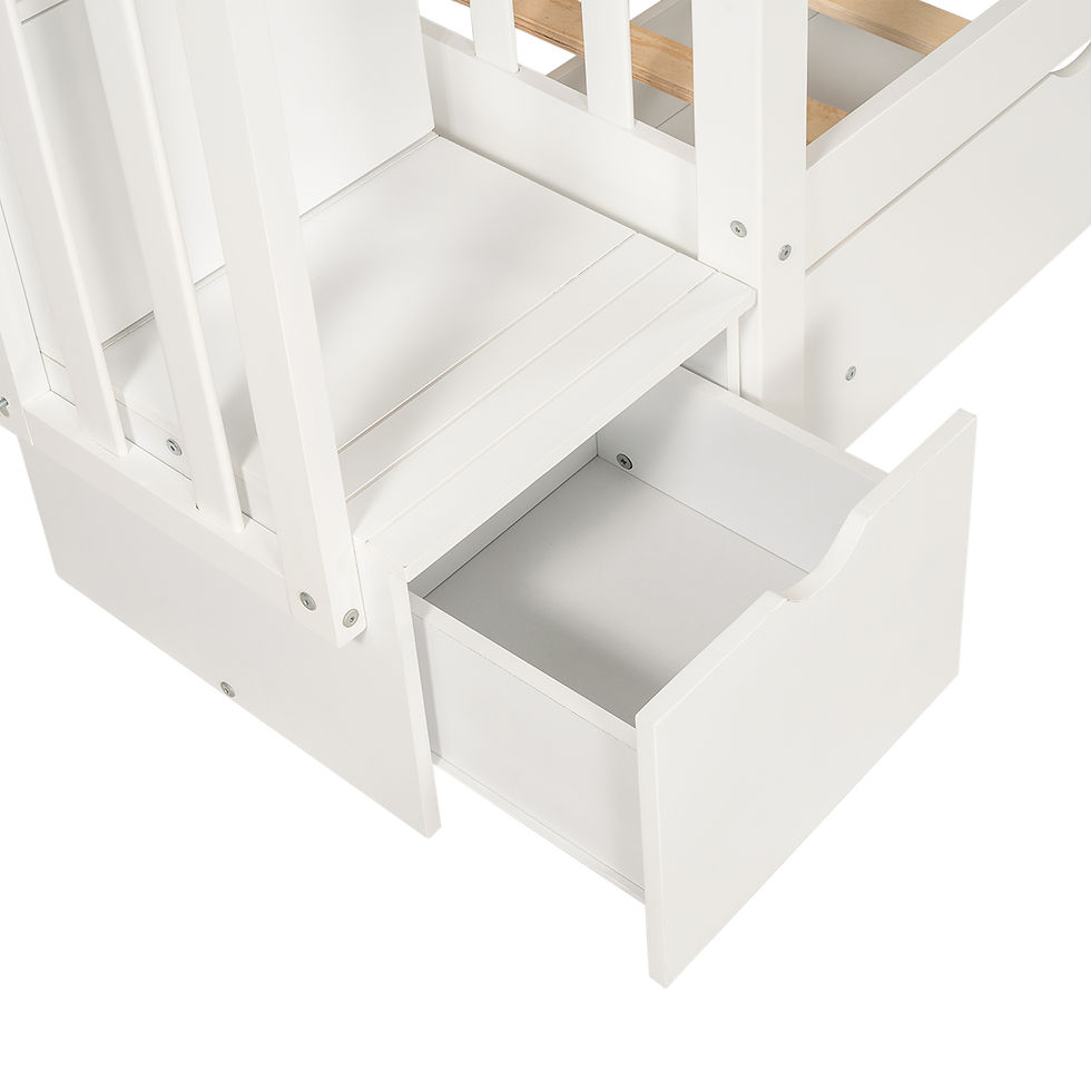 Thumbnail: Full Over Full Bunk Bed with Shelves and 6 Storage Drawers, White