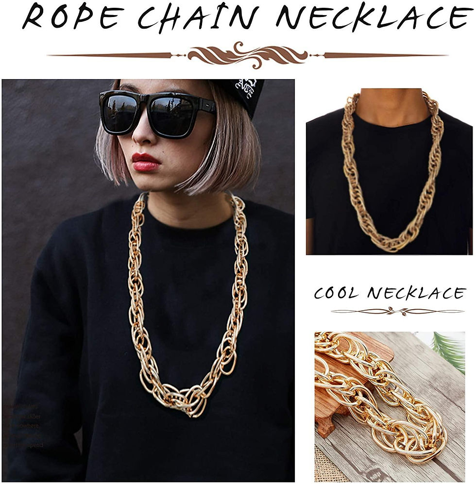 Thumbnail: Gold Plated Chunky Rope Chain Necklace and Large Hollow Casting Triangle Bamboo 