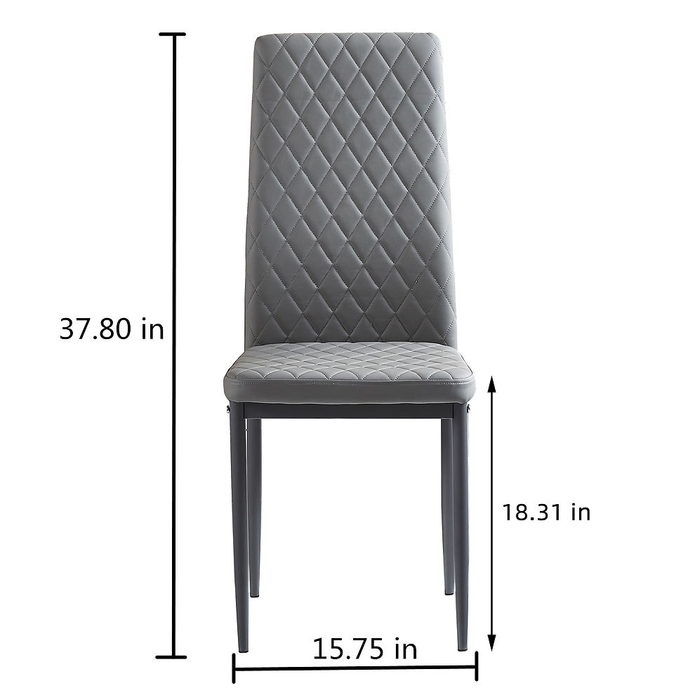 Thumbnail: Light Gray modern minimalist dining chair fireproof leather sprayed metal pipe d