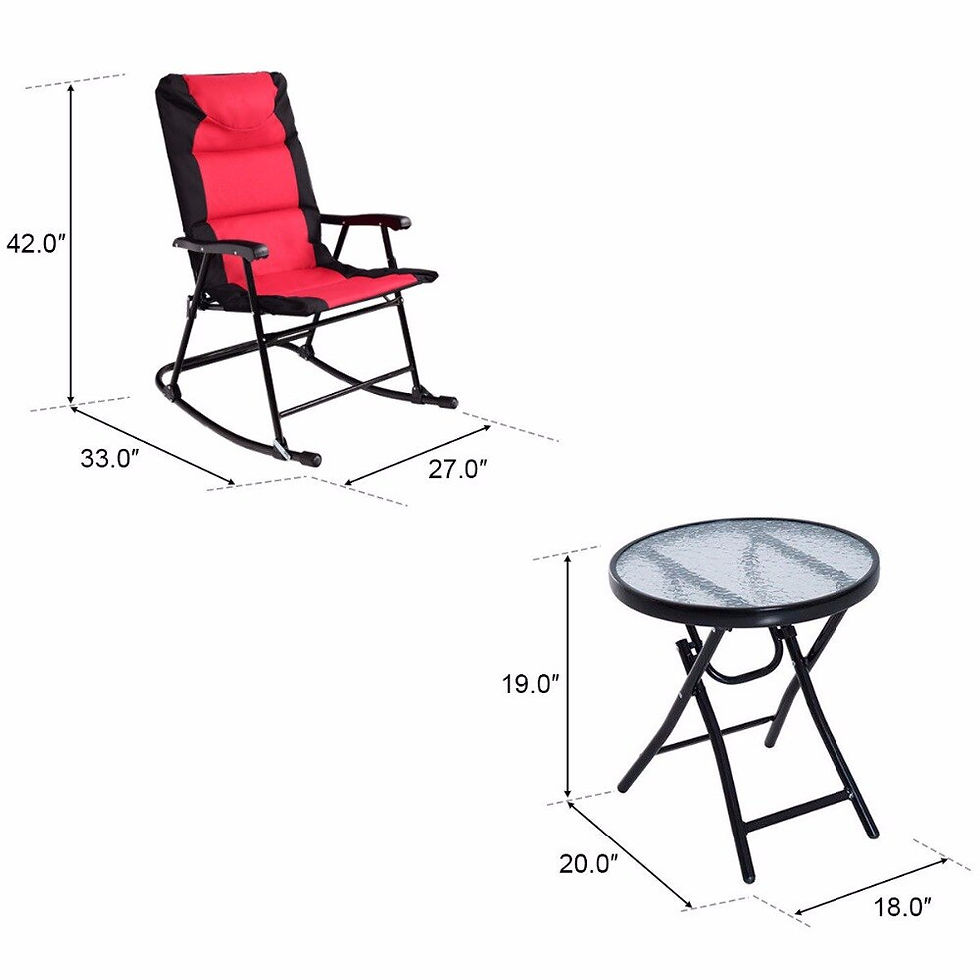 サムネイル： Giantex 3 PCS Outdoor Folding Rocking Chair Table Set Bistro Sets Patio 