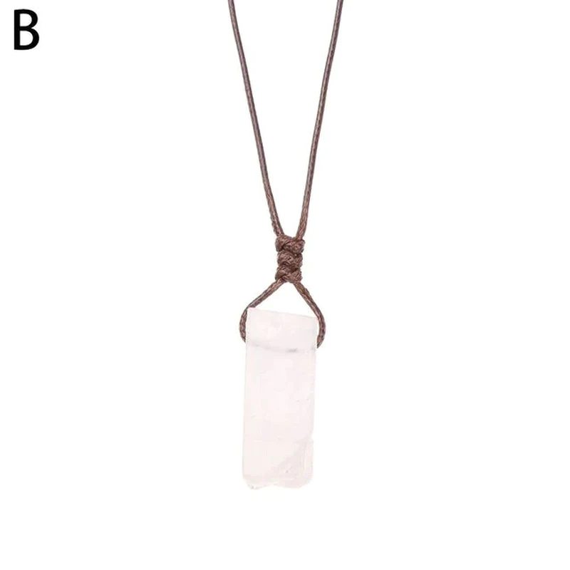 Thumbnail: 1Pc Irregular Rainbow Stone Natural Crystal Chakra Rock Necklace Golden Plated Q