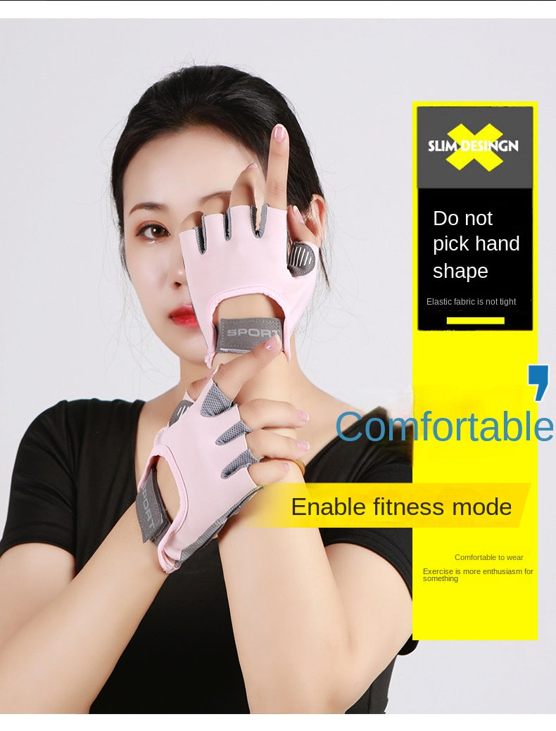 Thumbnail: 1 Pair Women Gym Gloves Weightlifting Fitness Training Non Slip Palm Protector B
