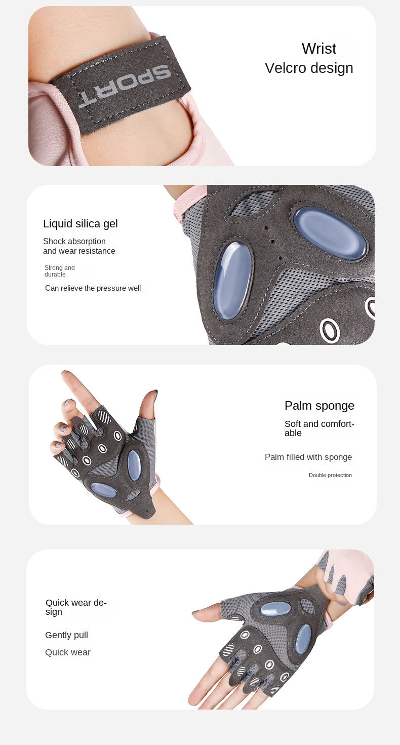 Thumbnail: 1 Pair Women Gym Gloves Weightlifting Fitness Training Non Slip Palm Protector B