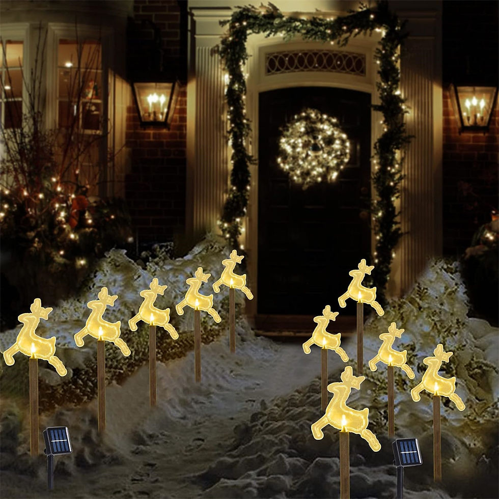 Thumbnail: 5PC Christmas Fawn Solar Stake Lights Waterproof Landscape Christmas Lights Path
