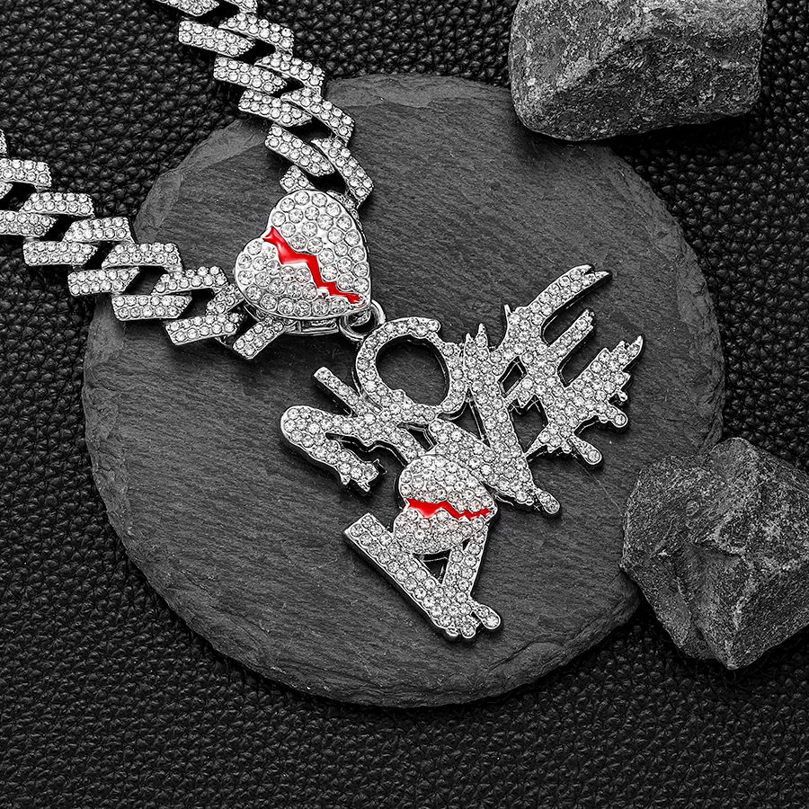 Thumbnail: Cuban chain with alloy and bling rhinestone hip hop NOLOVE