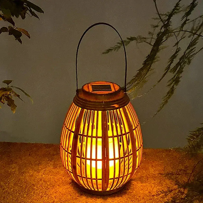 Thumbnail: Outdoor Solar Imitation Rattan Lantern Courtyard Balcony Garden Decoration Candl