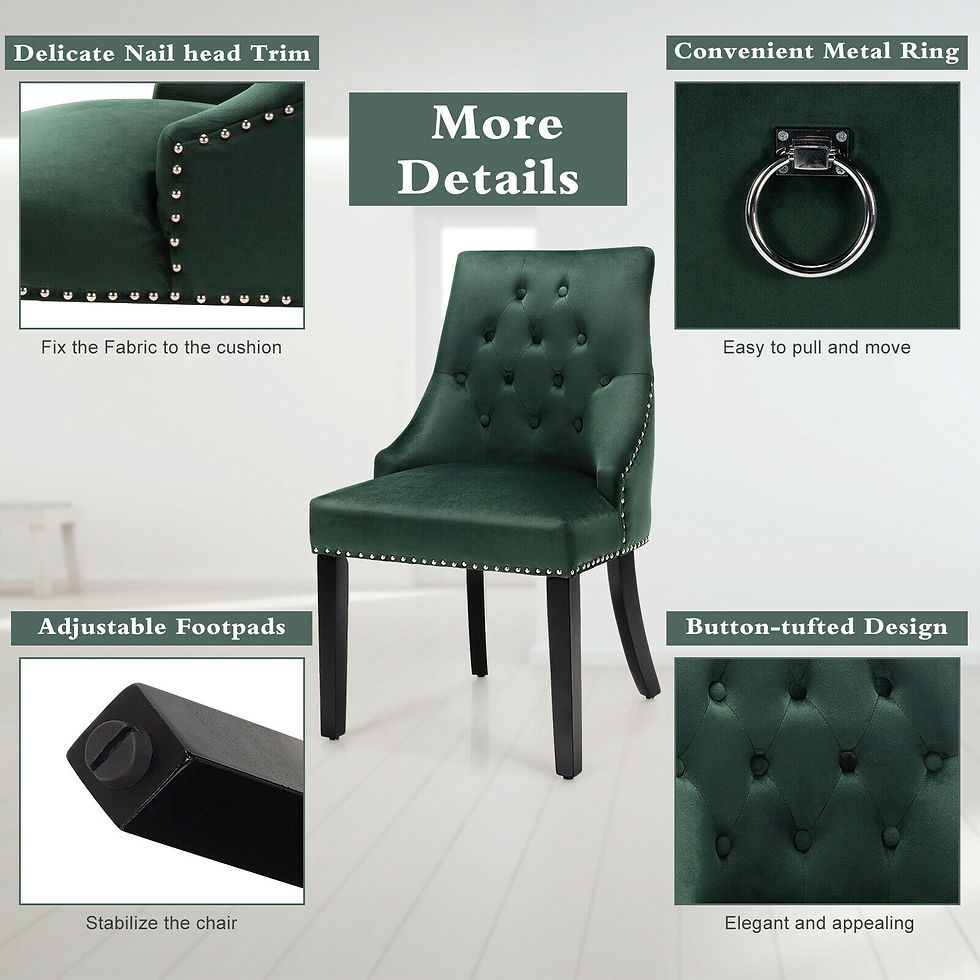 Thumbnail: Velvet Dining Chair Upholstered Tufted Armless w/ Nailed Trim & Ring Pull Green