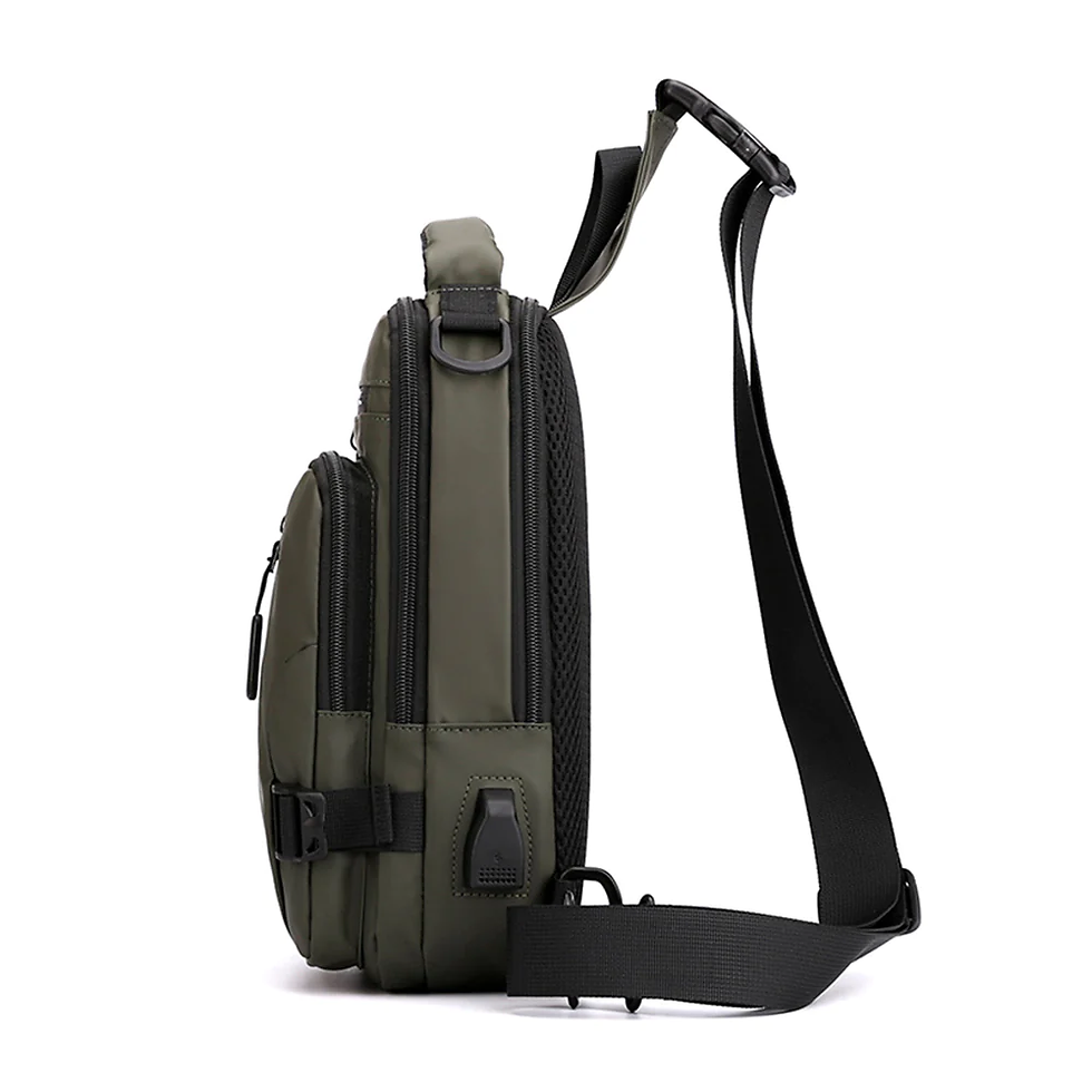Thumbnail: Men Nylon Crossbody Bag with USB Charging Port Multifunction Outdoor Travel Wate