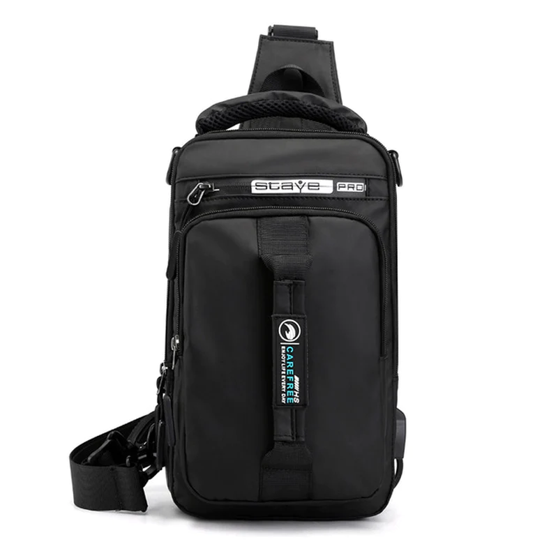 Thumbnail: Men Nylon Crossbody Bag with USB Charging Port Multifunction Outdoor Travel Wate