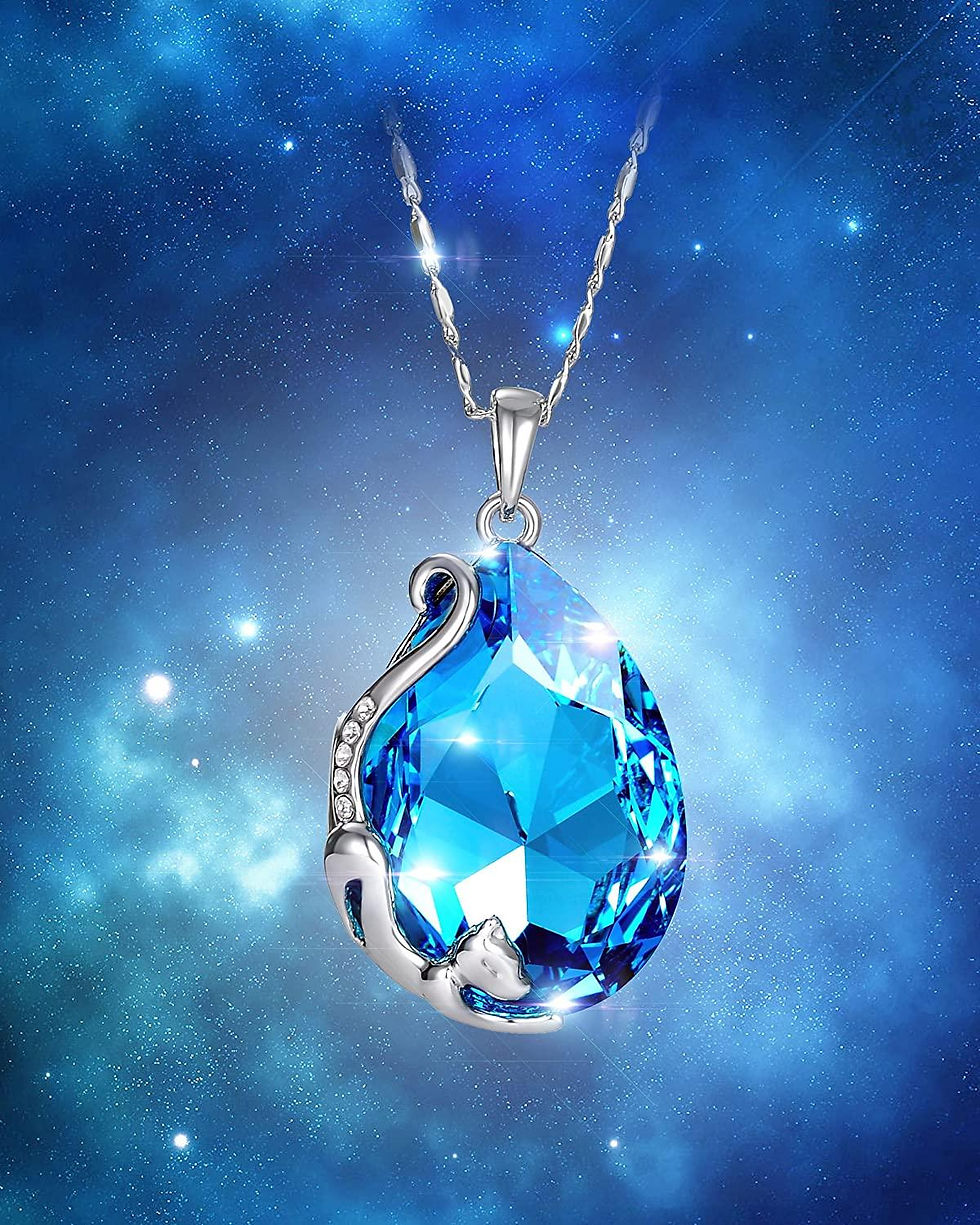 Thumbnail: Blue Crystal Pendant from Swarovski Crystals Animal Teardrop Necklace for Women 