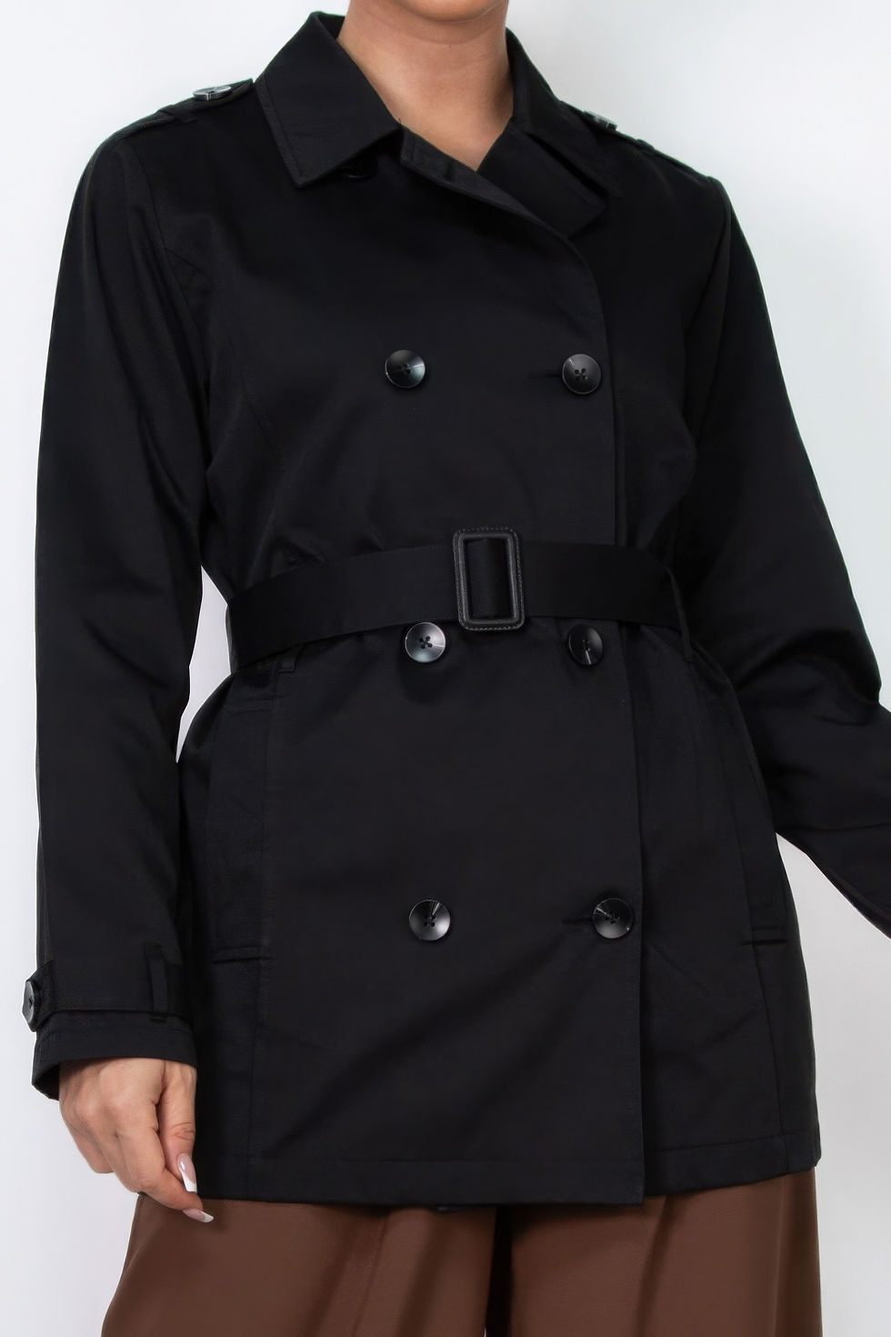 Miniatura: Double-breasted Notch Belted Coat