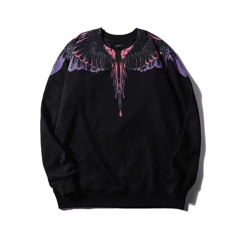 Thumbnail: Tide Brand MB Yin And Yang Color Water Drop Wings Feather Round Neck Pullover S