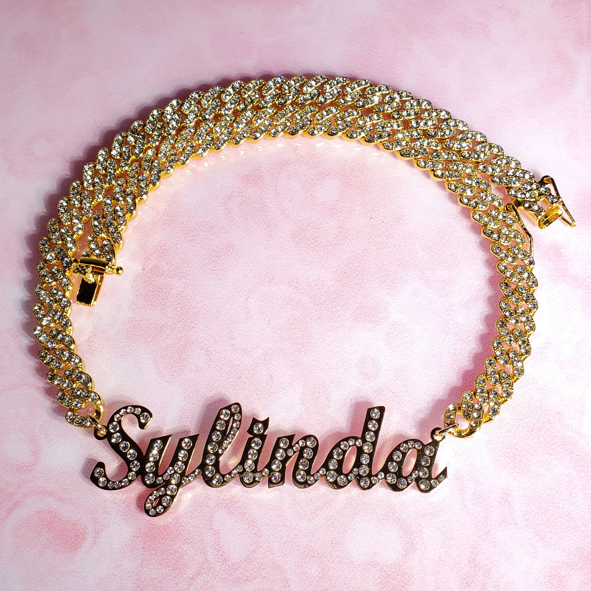 Stainless Steel Nameplate Personalized Name Choker with Mini Cuban Chain Custom