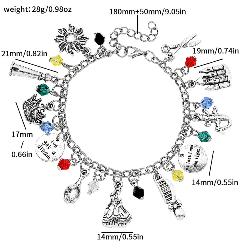 Miniatura: Beauty and the Beast Charm Bracelet Princess Belle And Beast Adam Rose Flower Pe
