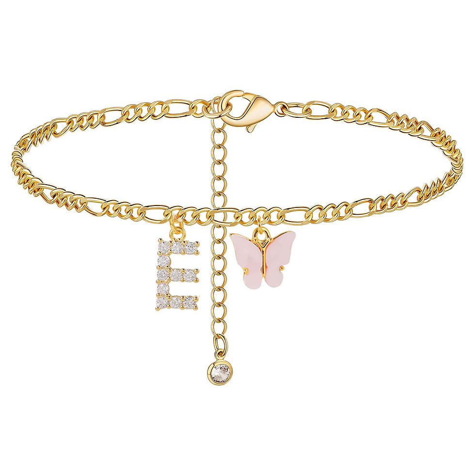 Thumbnail: Butterfly Cuban Link Anklet A-Z Letter Initial Anklets Bracelet for Women Stainl