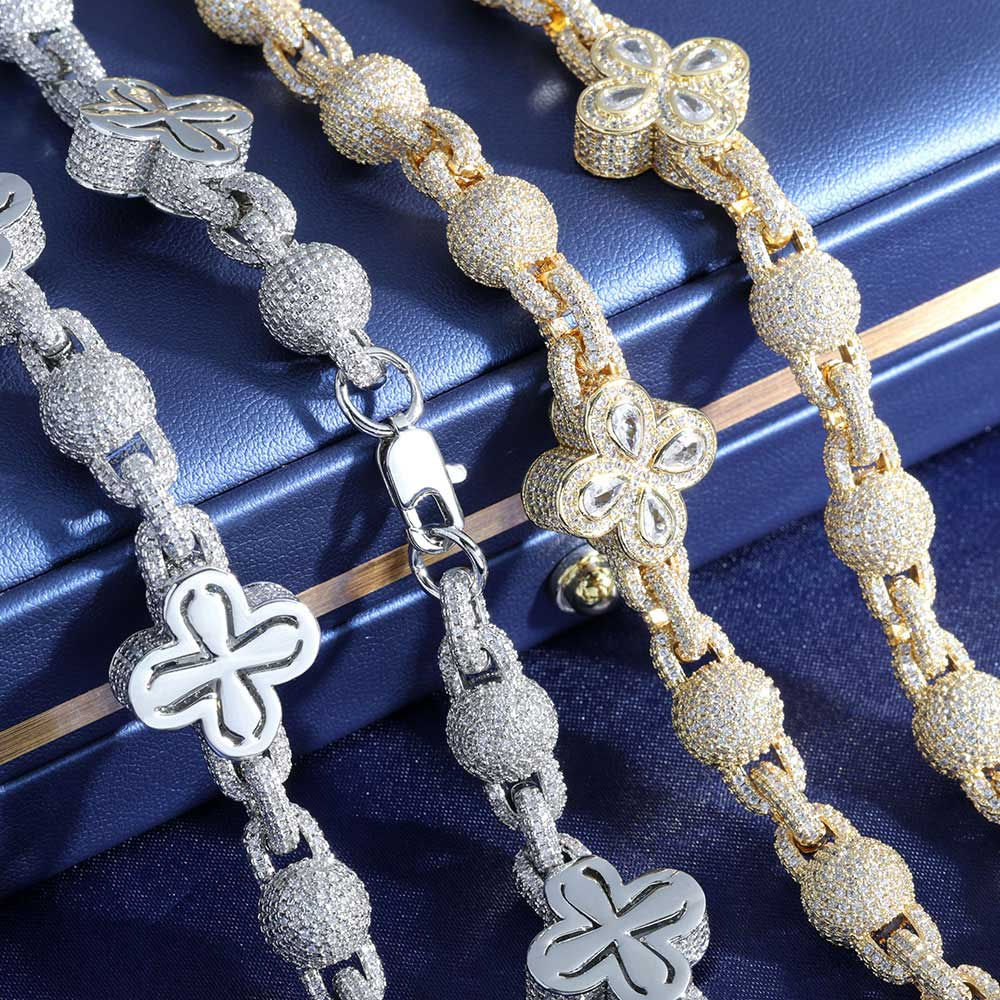 Round Ball Bead Necklace Men's Iced-out