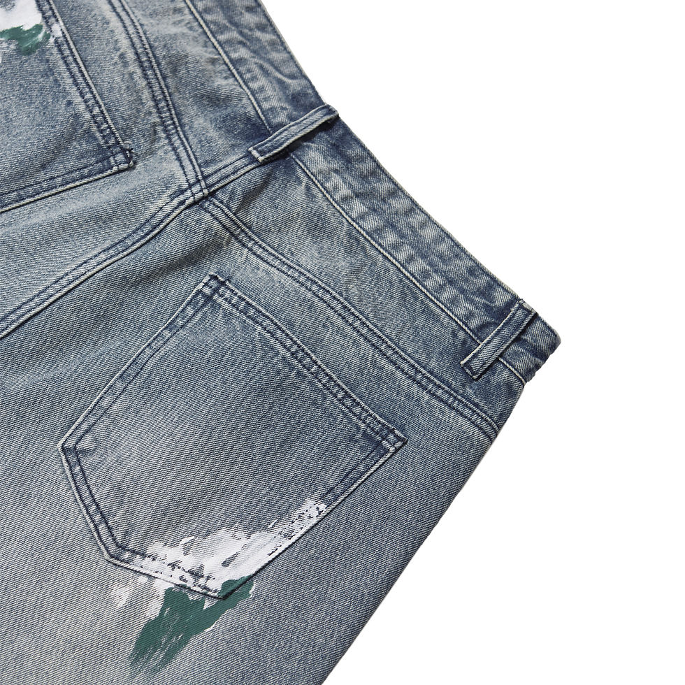 Thumbnail: Streetwear Unisex Distressed Splatter Washed Wide-Legged Denim Jeans