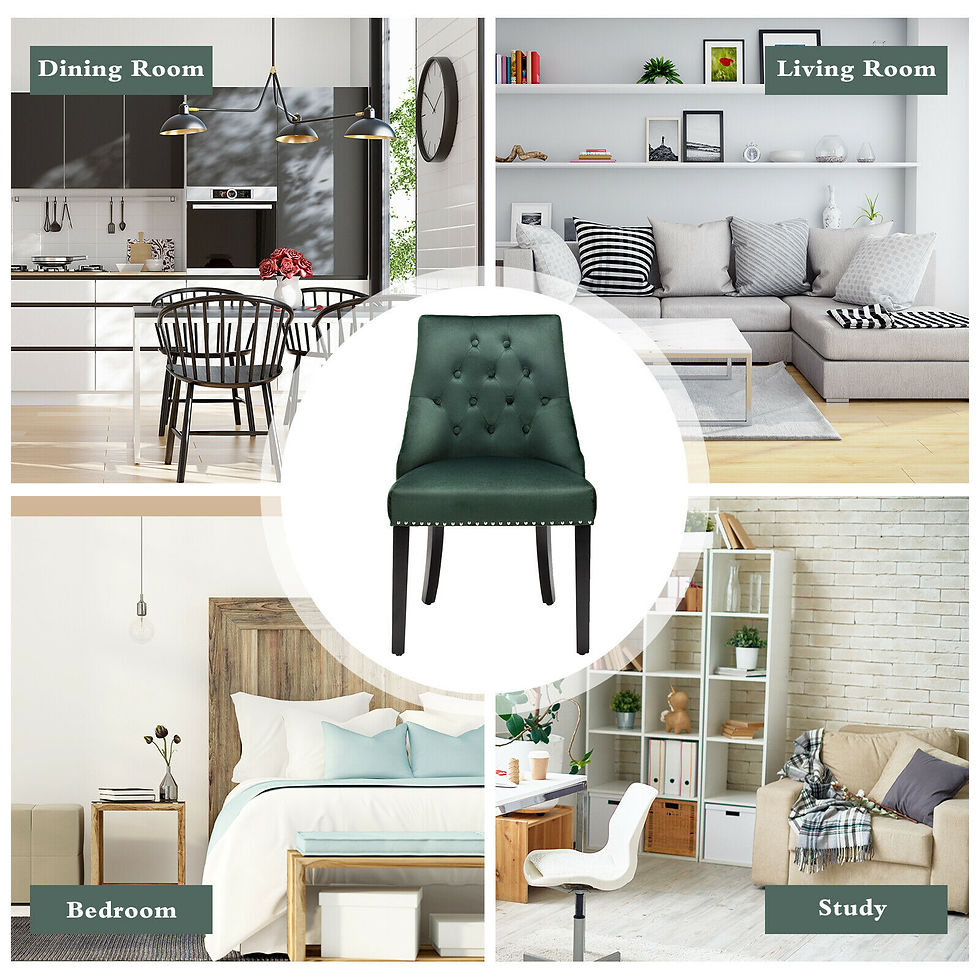 Thumbnail: Velvet Dining Chair Upholstered Tufted Armless w/ Nailed Trim & Ring Pull Green