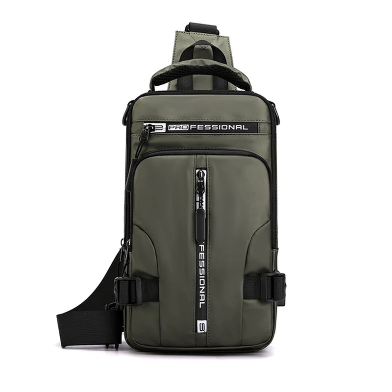 Thumbnail: Men Nylon Crossbody Bag with USB Charging Port Multifunction Outdoor Travel Wate