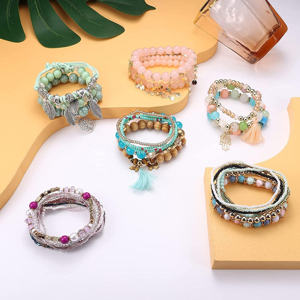 サムネイル： 6 Sets Bohemian Beaded Bracelets for Women Stackable Bracelets Aesthetic Evil Ey