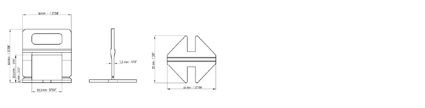 Miniatura: Plano técnico Clip Autonivelante 1.5 mm x 100 uds