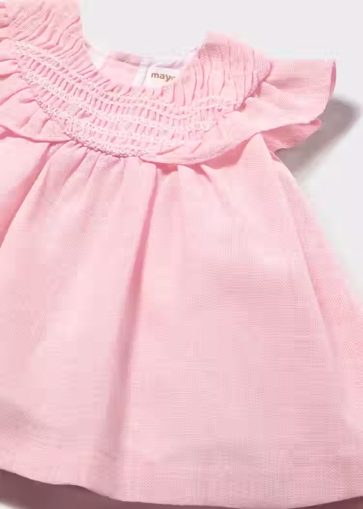Miniatura: Detalle Vestido Smock Bebé Niña Rosado