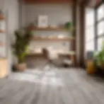Estudio industrial con Piso Laminado Macadamia 1215x197 x 8mm