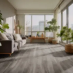 Ambiente sala Piso SPC Gris 1220 x 182x4mm