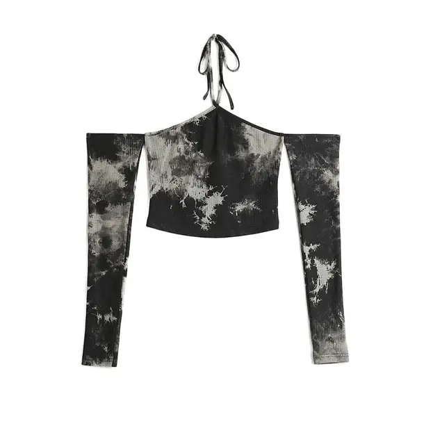 Thumbnail: BLACK GRADIENT CROP TOP SLEEVES