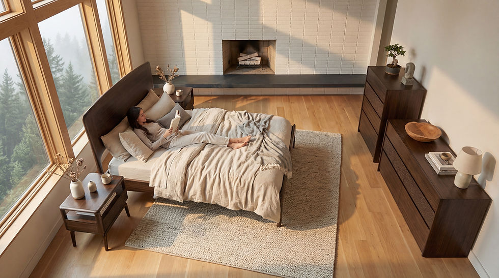 Greenington Zeva Bedroom setting with full accessories