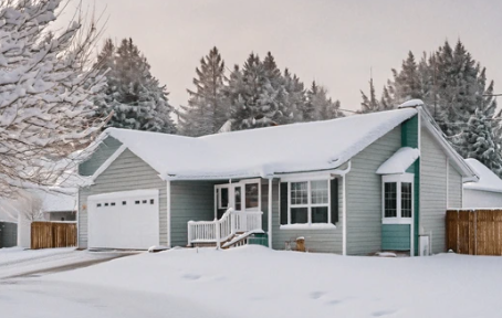 Boise home in winter with clean, sparkling windows after professional winter window cleaning by Sudz Window & Gutter Cleaning