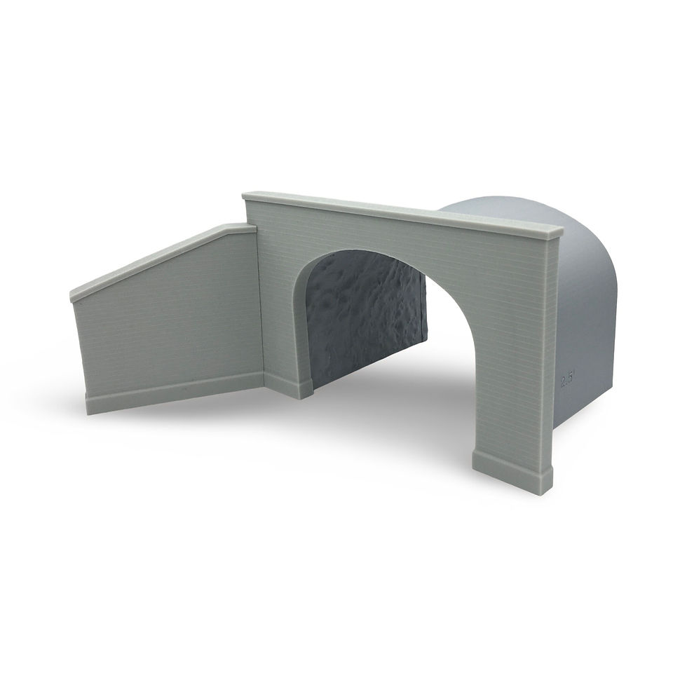 Thumbnail: Model railroad N scale board formed concrete double track tunnel portal with liner and wing wall