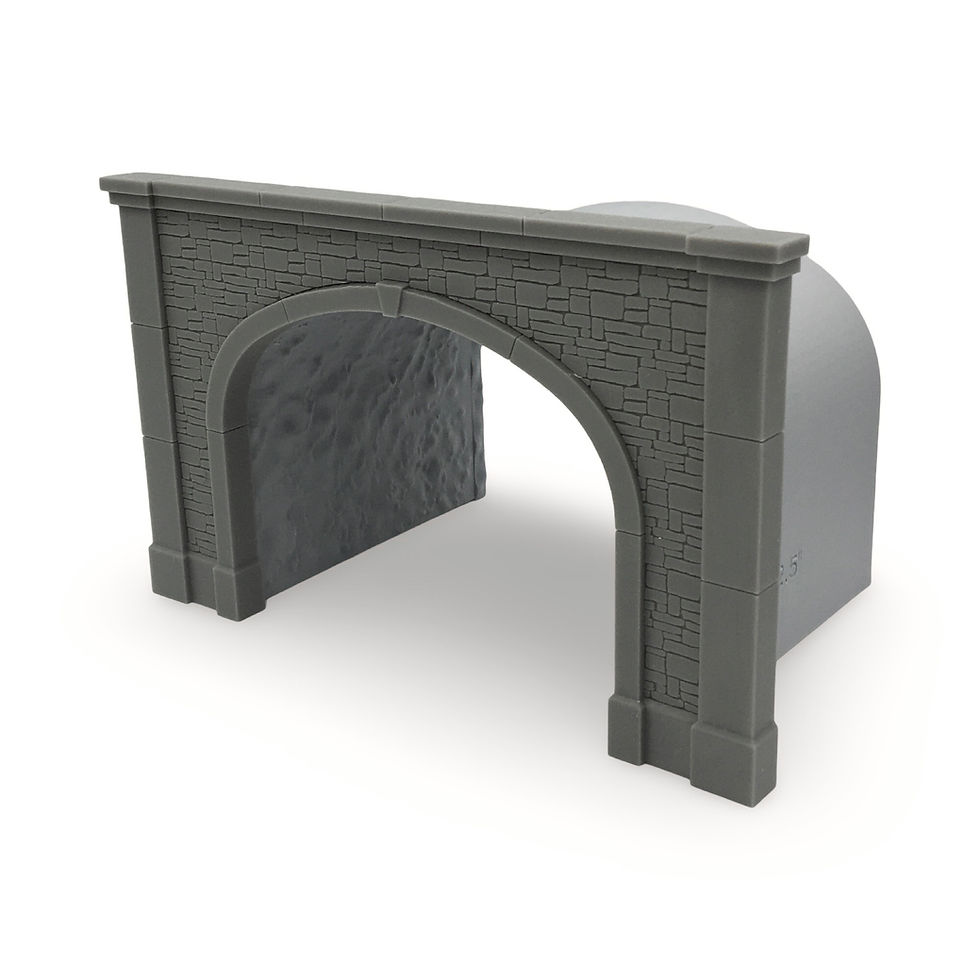 Thumbnail: Model railroad N scale double track tunnel portal in a cut stone design and stone inlay with liner