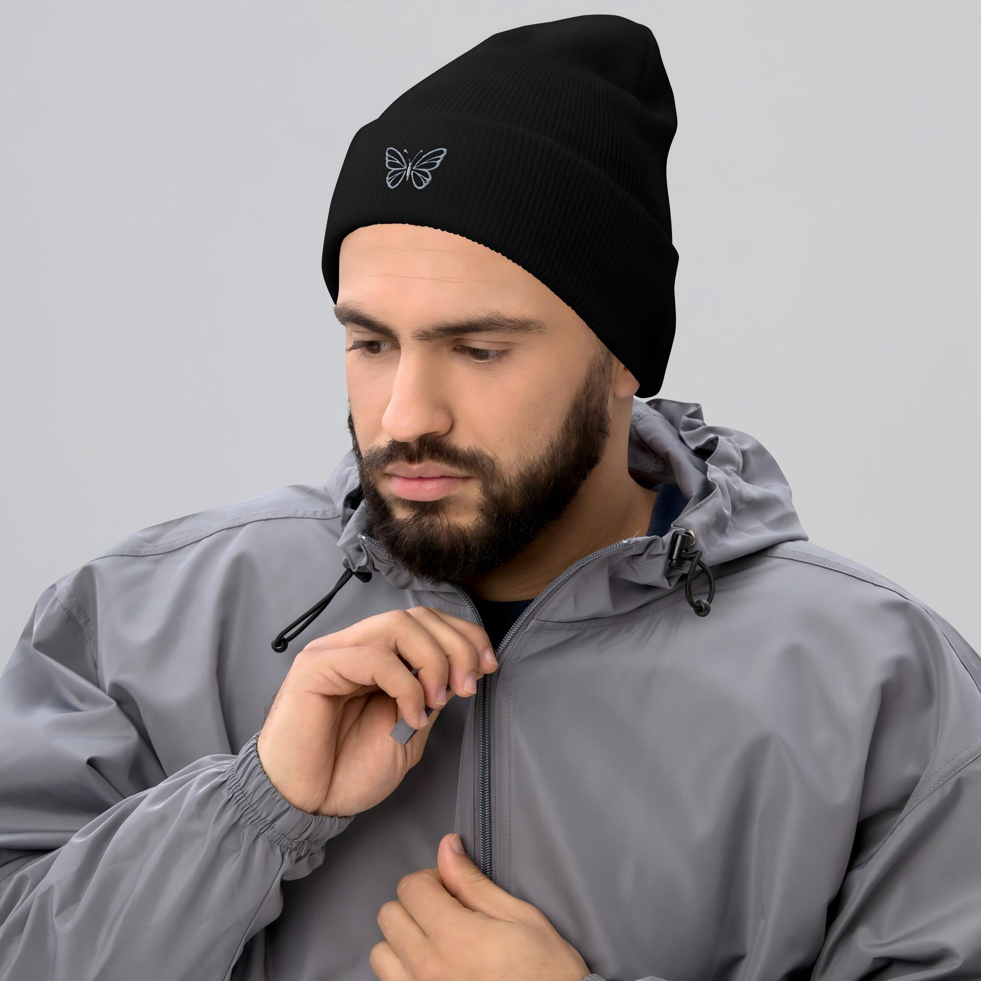 ForEm Butterfly Black Beanie