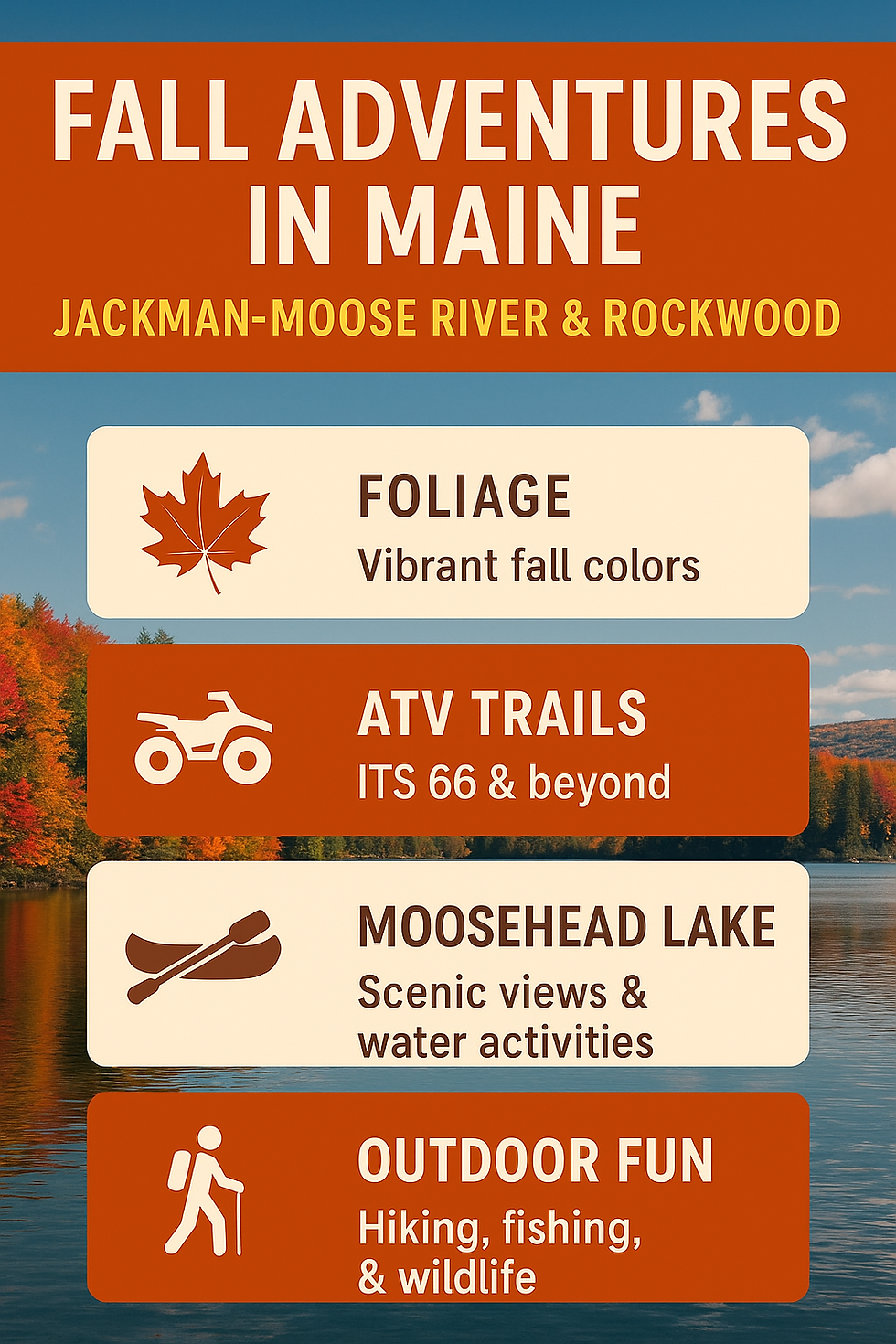 Fall Adventures in Maine | Jackman-Moose River & Rockwood: Foliage, ATV Trails, Moosehead Lake & Outdoor Fun