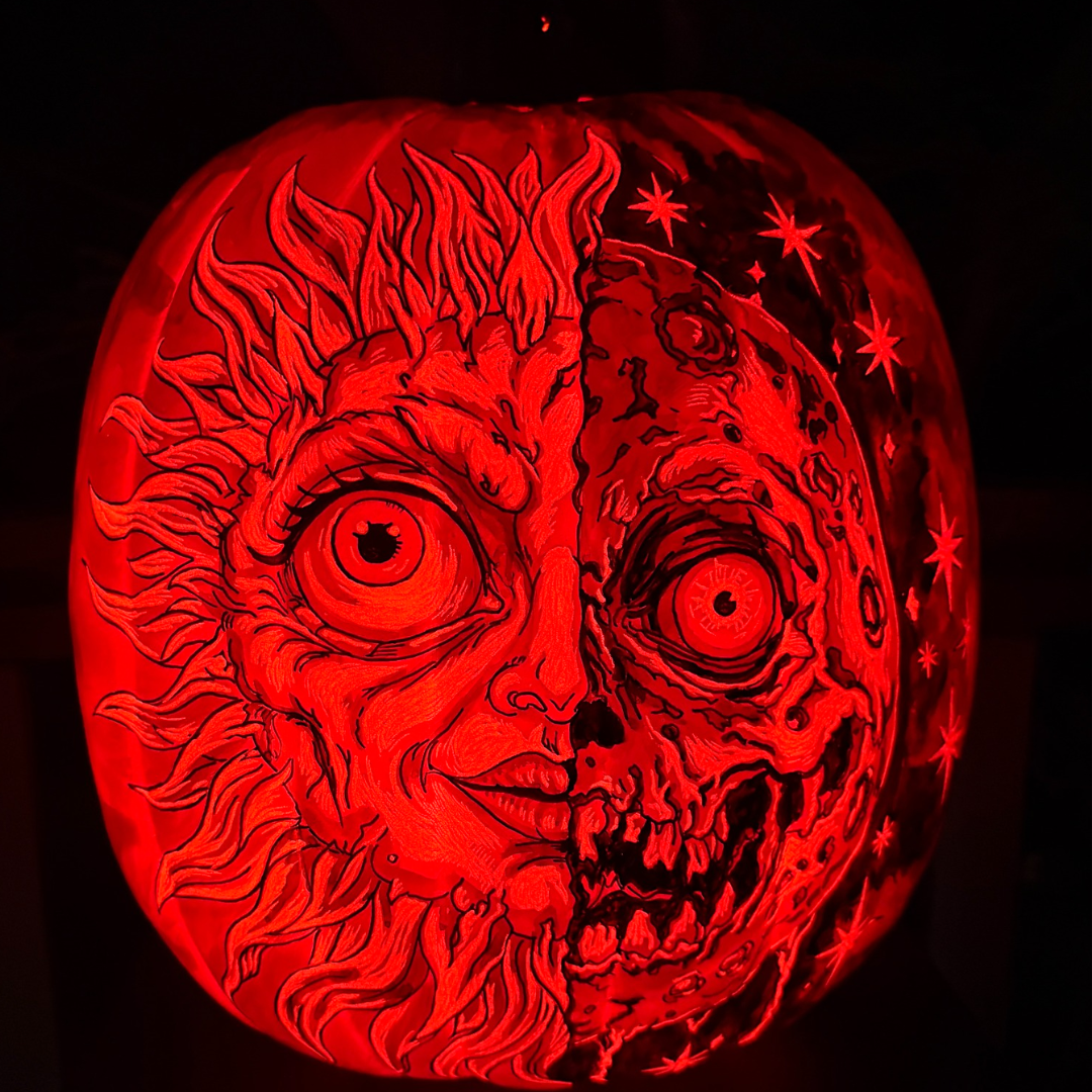 Celestial Sun and Moon Jack-o-Lantern