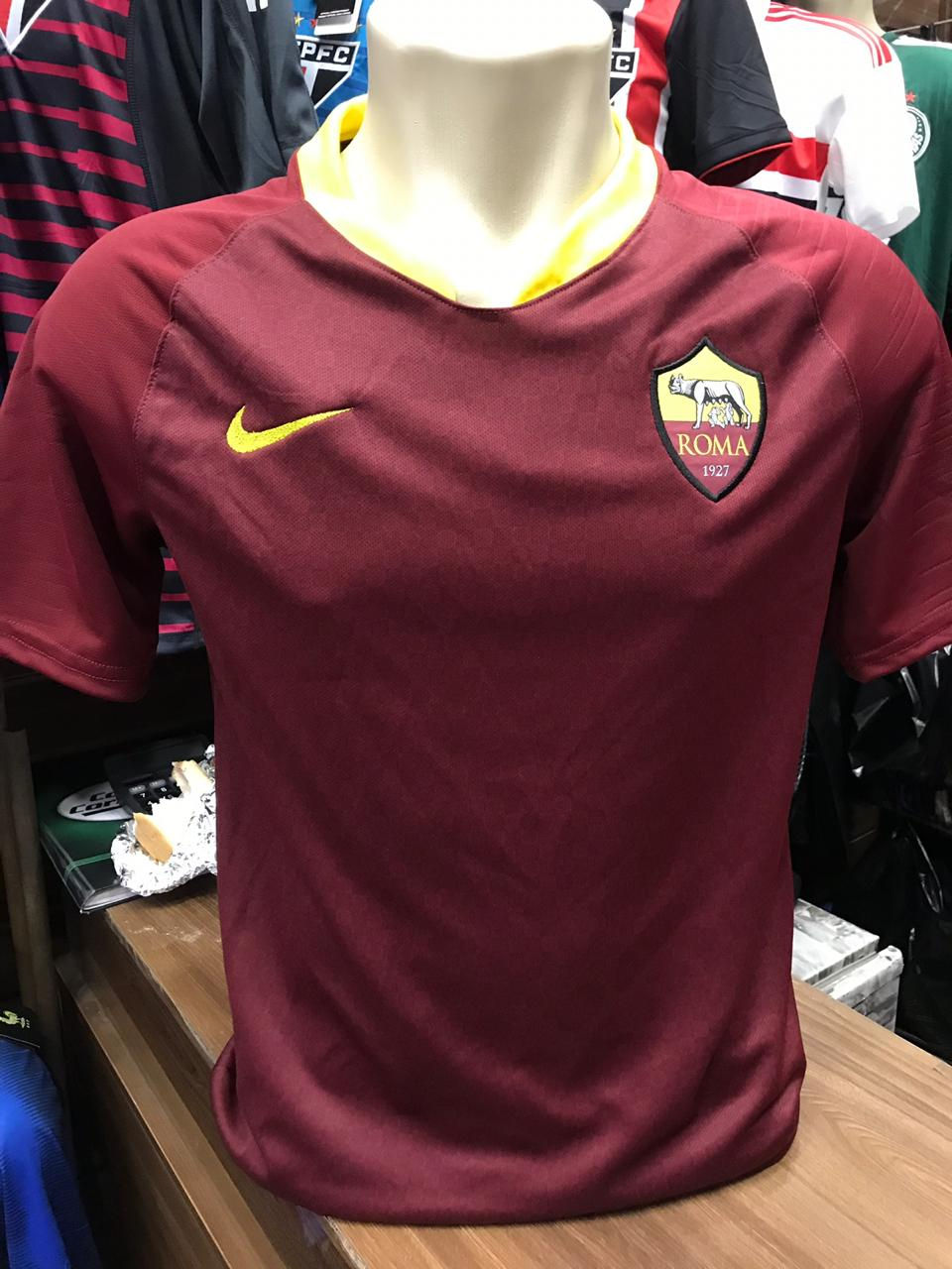 Camisa Roma Home 2018 s/n° - Torcedor Nike Masculina - Vermelho e Dourado
