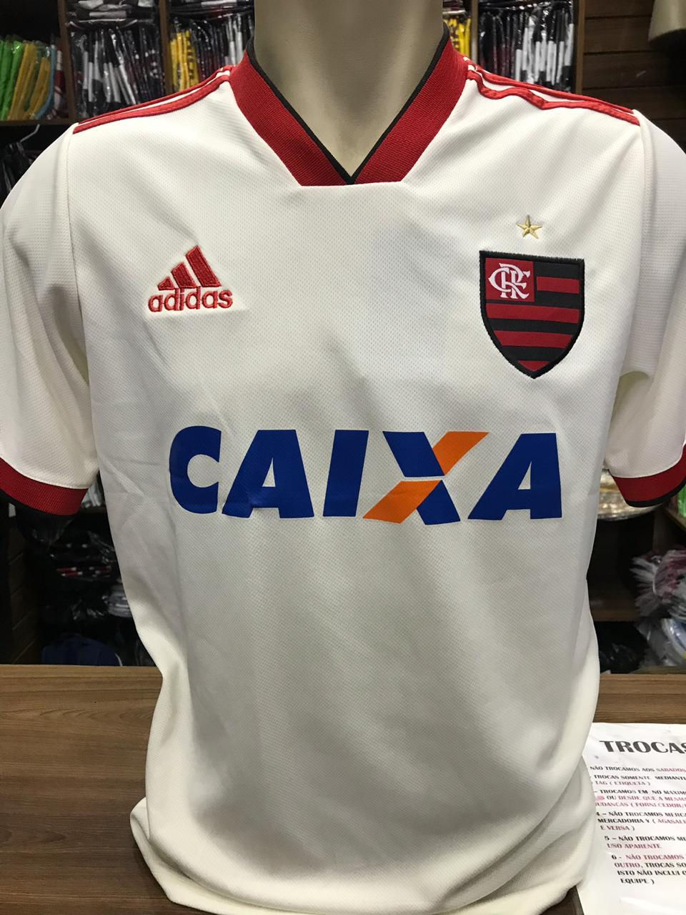 Camisa Flamengo II 2018 s/n° Torcedor Adidas Masculina - Off White e Vermelho