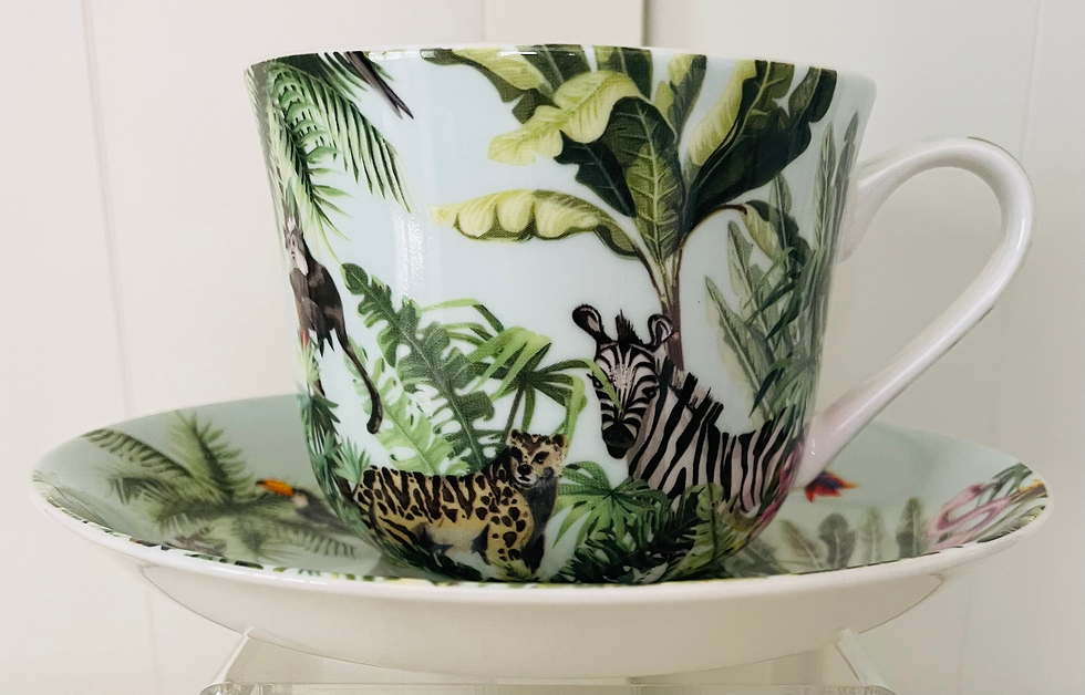 Heritage Bone China B'fast Cup/Saucer- Tropical Safari