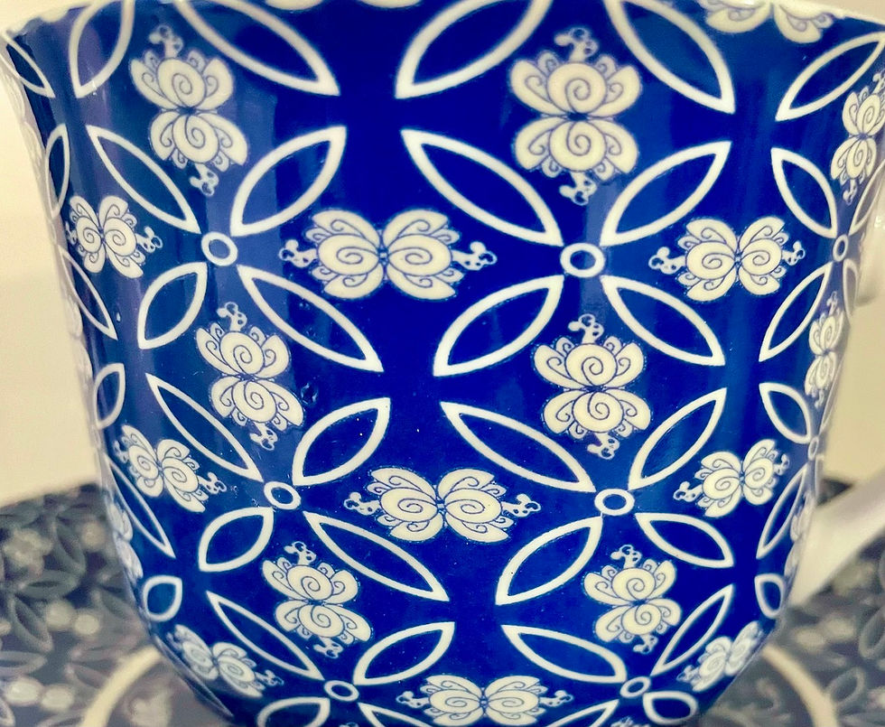 Thumbnail: Heritage Bone China B'fast Cup/Saucer- Indian Textiles Blue