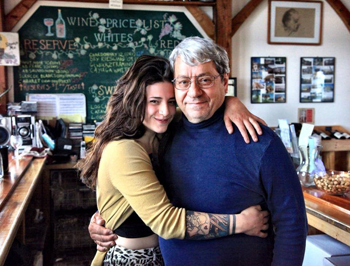 Photo of winery owner, John Leidenfrost with daughter & winemaker, Liz Leidenfrost, hugging.