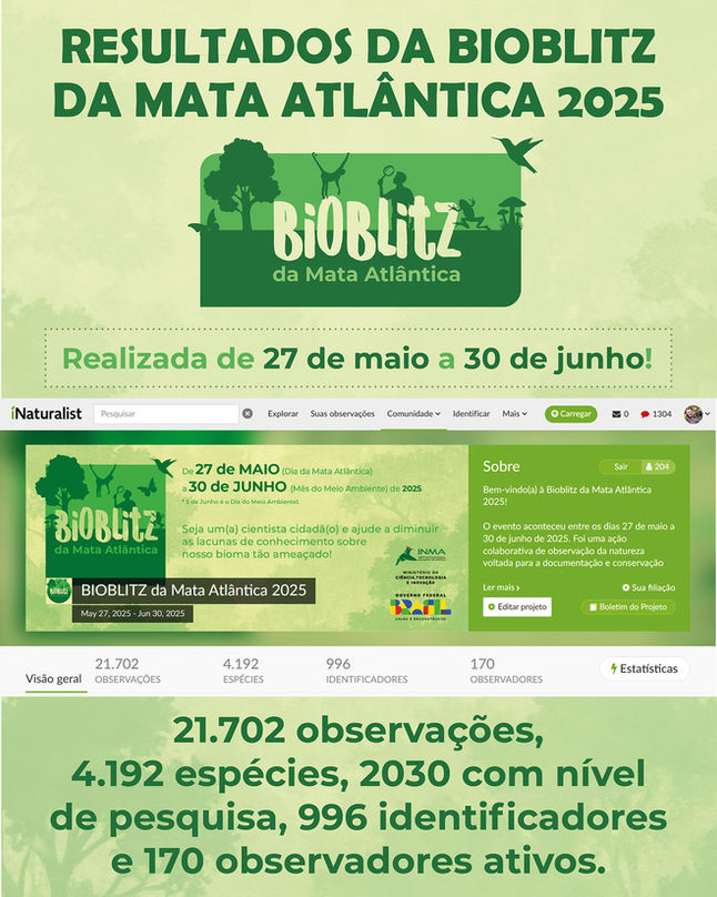 resultados da bioblitz da Mata Atlântica 2025
