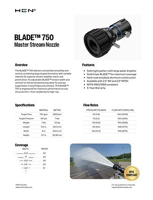 BLADE 750 Master Stream Nozzle Data Sheet