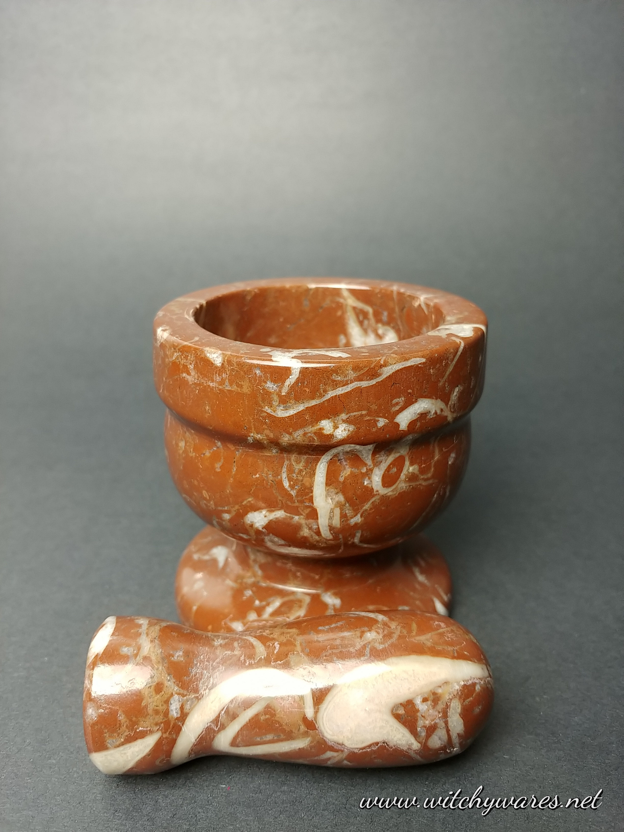 Fossilized Red Coral Mortar & Pestle