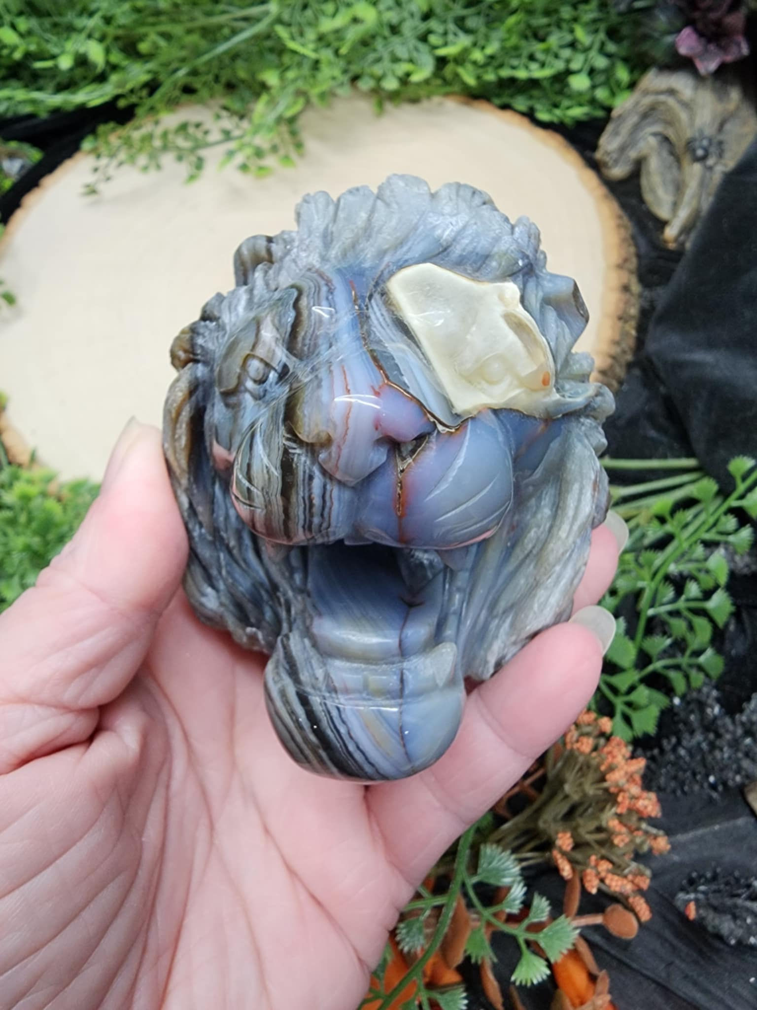 Agate Lion Skull