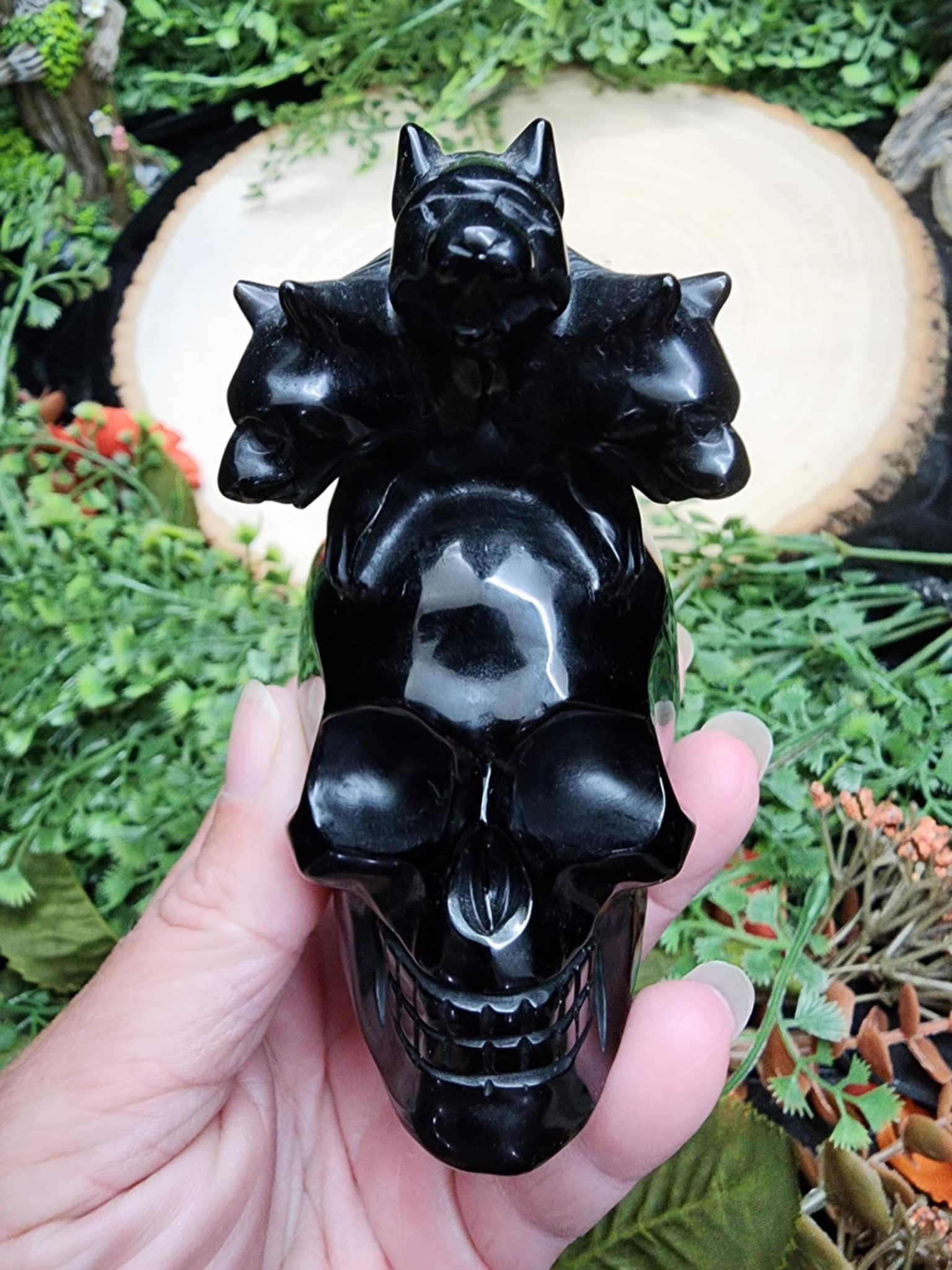 Obsidian Cerberus Skull