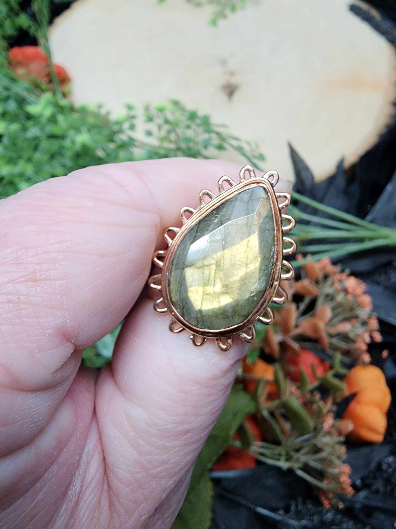 Labradorite in Copper Ring