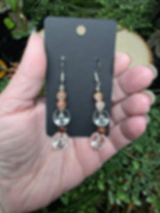 Fire Quartz and Quartz  Earrings