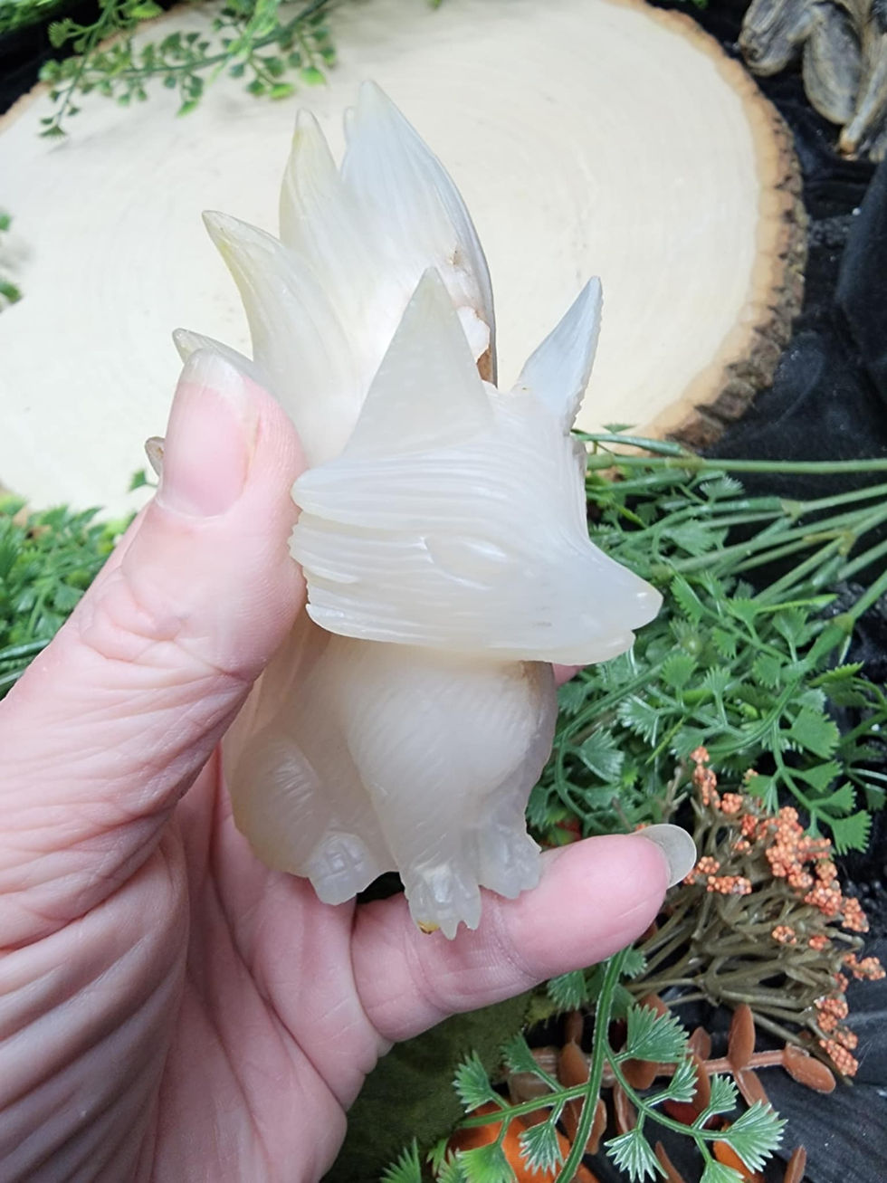 Thumbnail: Pink Amethyst Geode Kitsune or Nine Tailed Fox